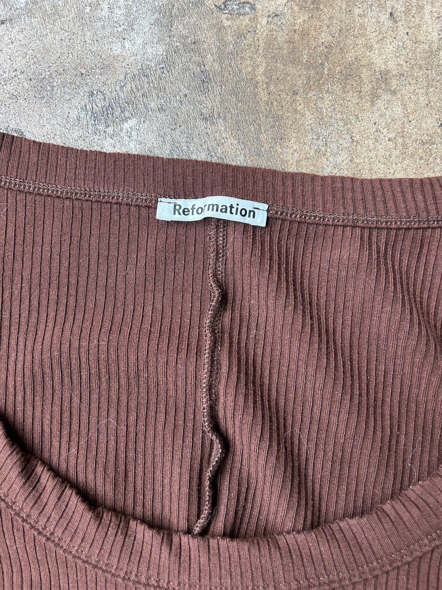 Brown Reformation Ribbed Long Sleeve Crop Top