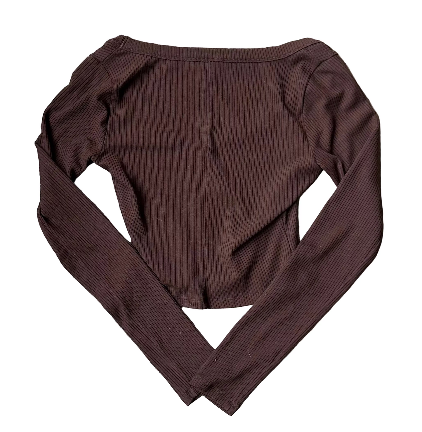 Brown Reformation Ribbed Long Sleeve Crop Top