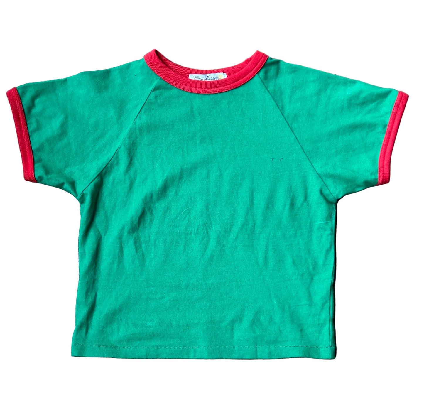 Cropped Red + Green Heavy Manners Ringer Tee