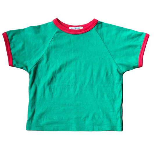 Cropped Red + Green Heavy Manners Ringer Tee