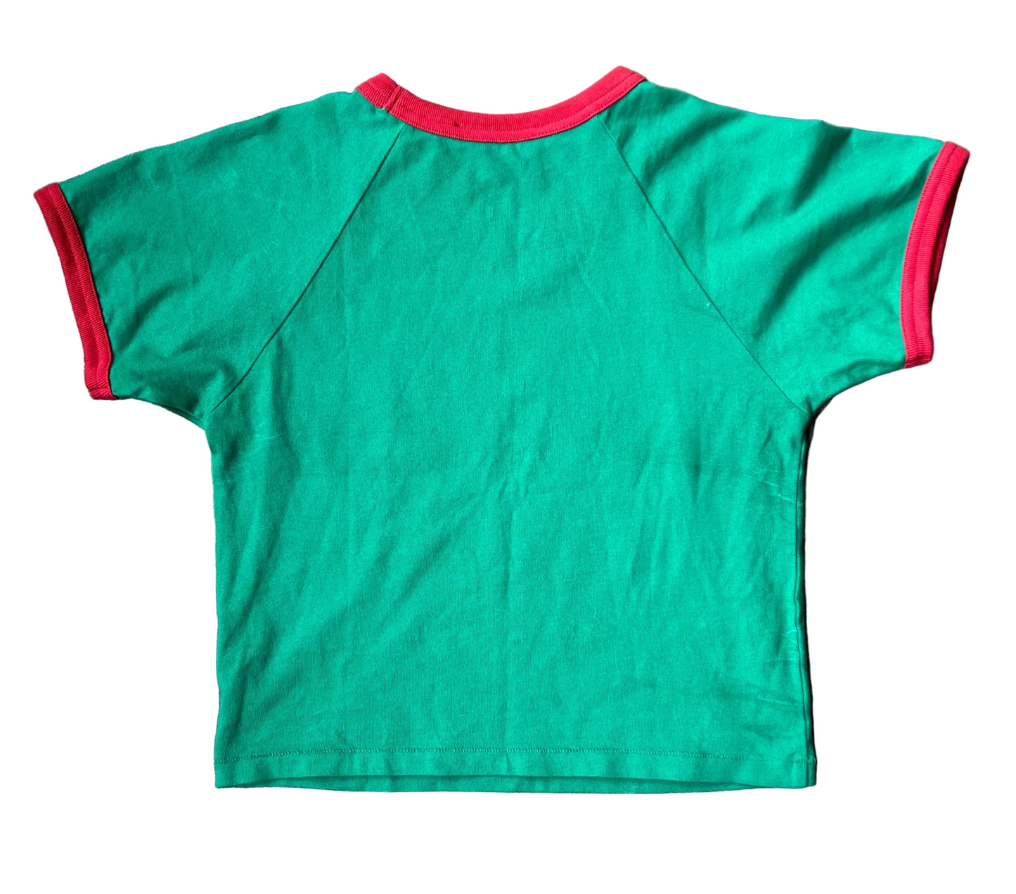 Cropped Red + Green Heavy Manners Ringer Tee