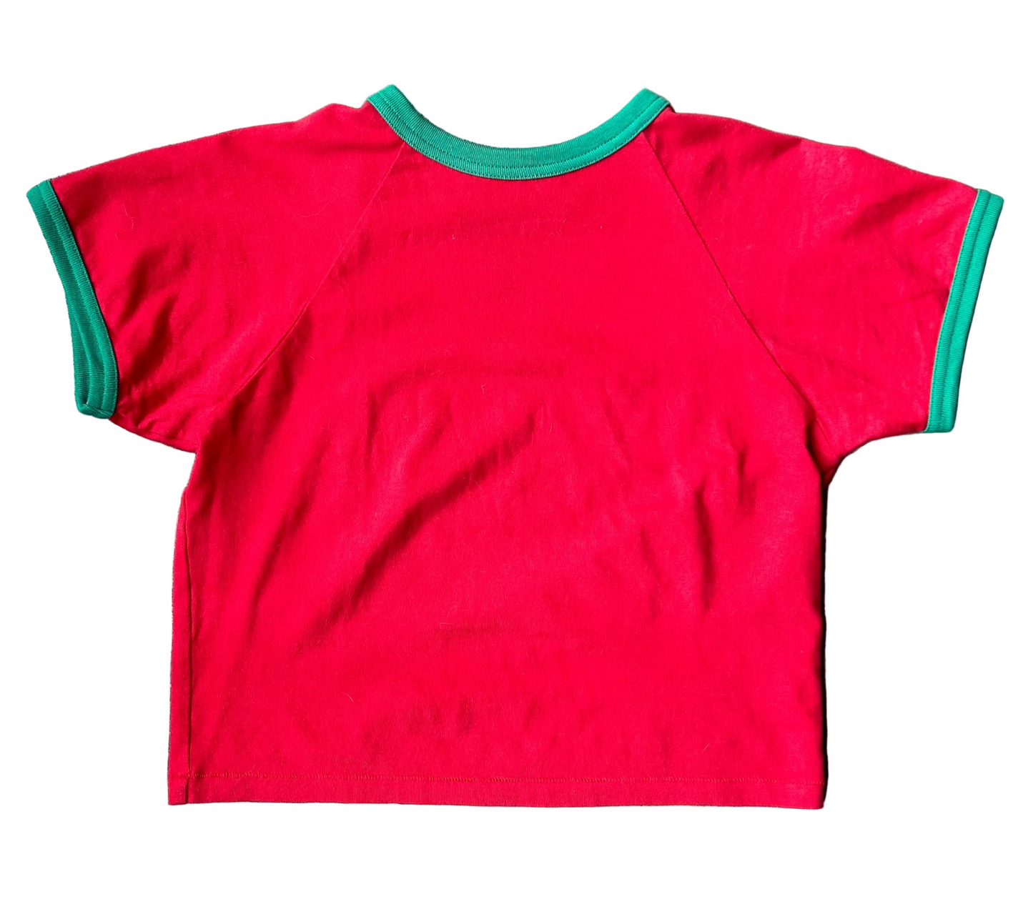 Cropped Red + Green Heavy Manners Ringer Tee