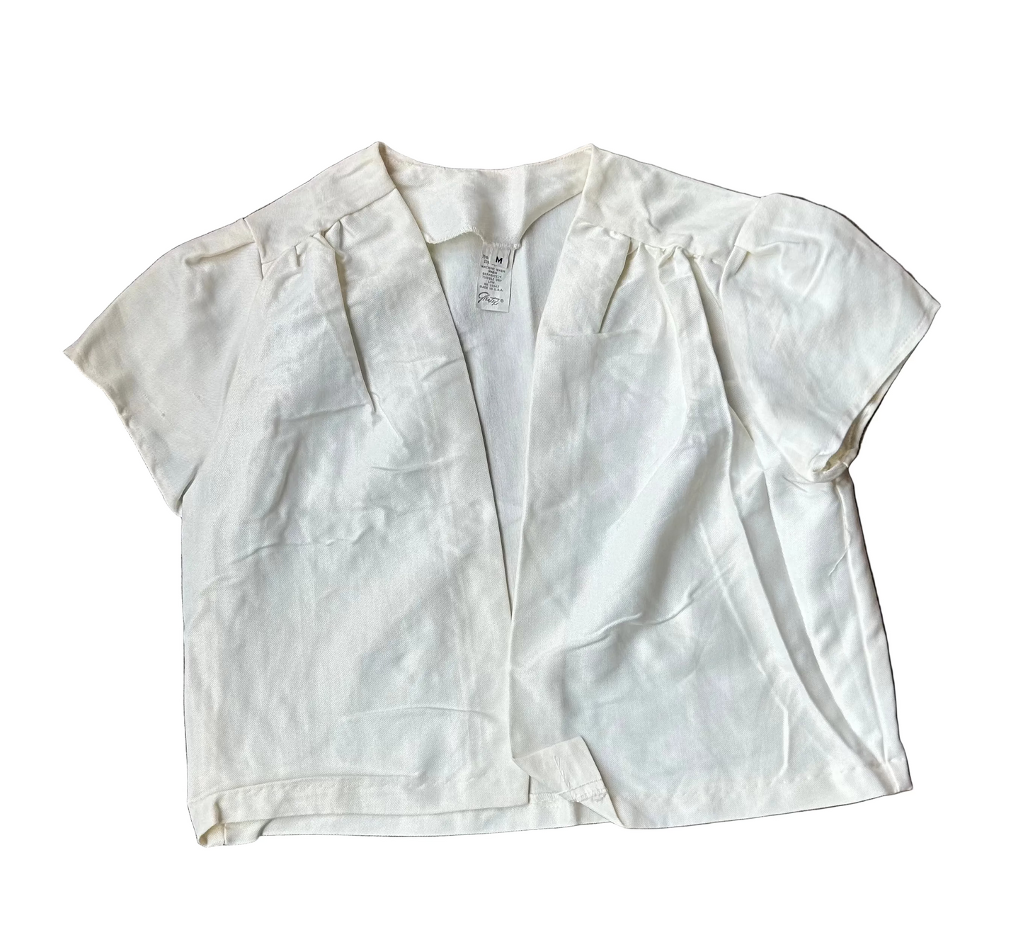 White Glentey Short Sleeve Open Front Top