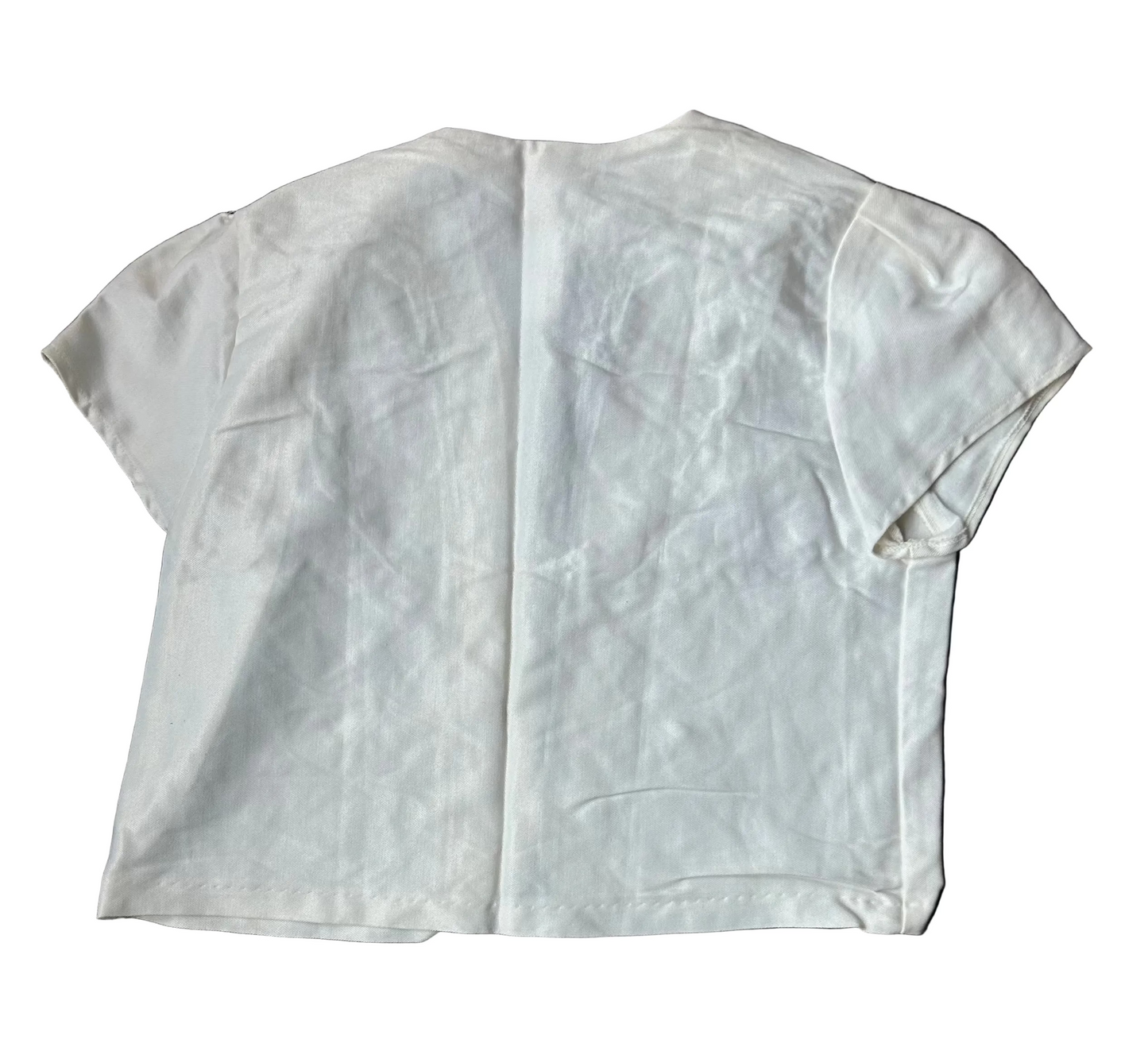 White Glentey Short Sleeve Open Front Top