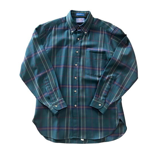 Green Plaid Pendleton Long Sleeve Button Down