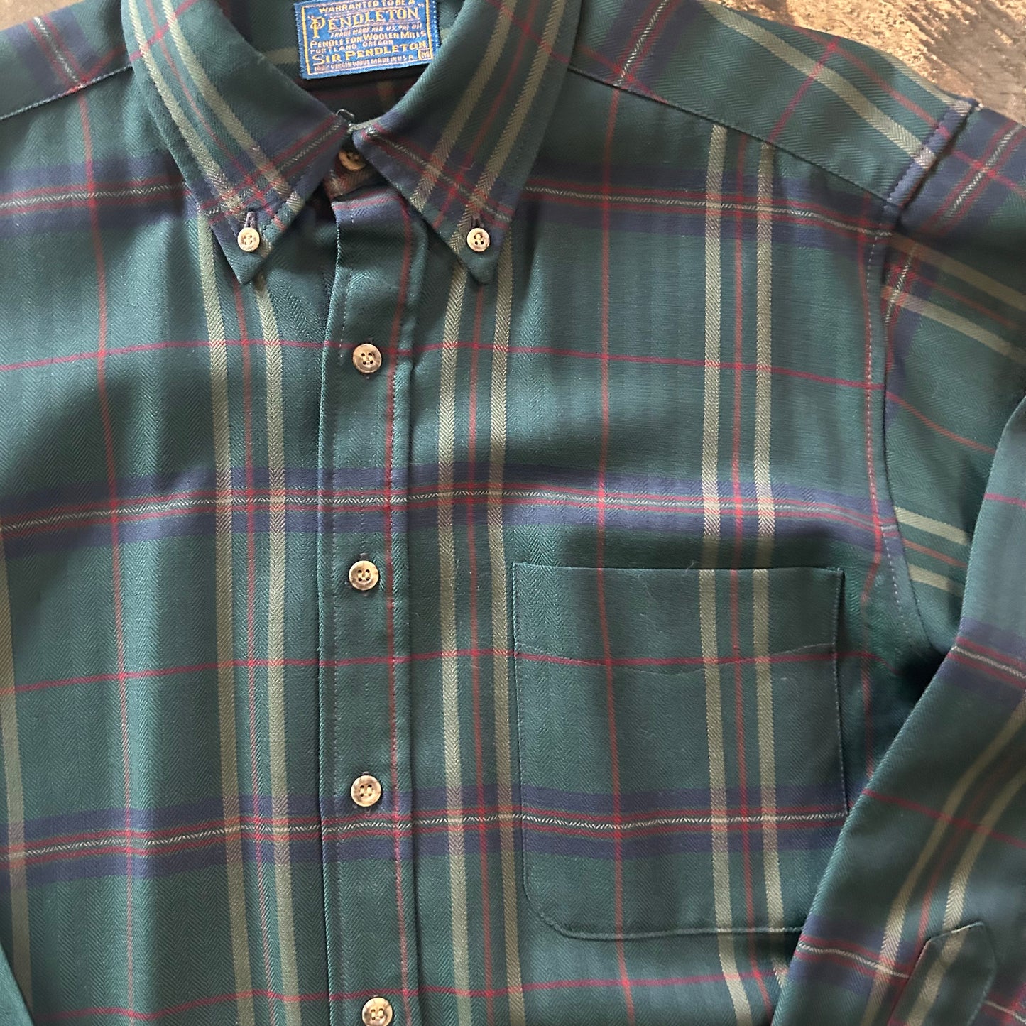 Green Plaid Pendleton Long Sleeve Button Down