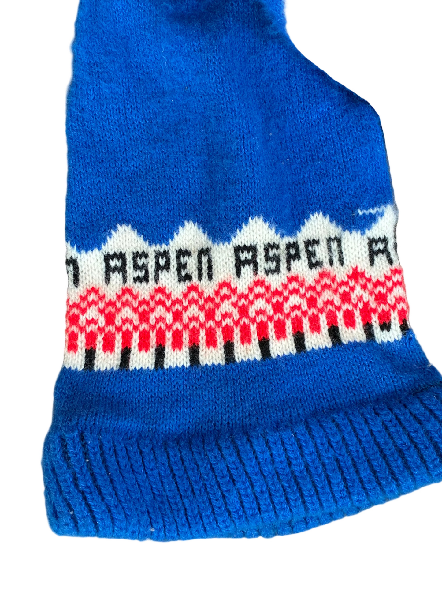 Blue Knit Aspen Long Pom Beanie