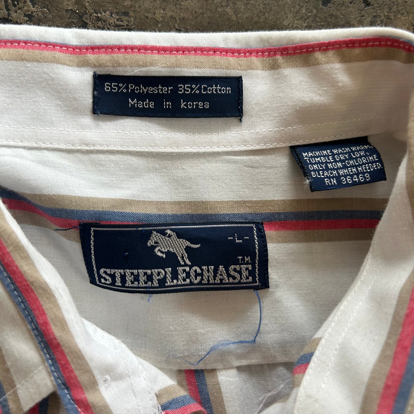 Red Blue Tan Short Sleeve Button Up