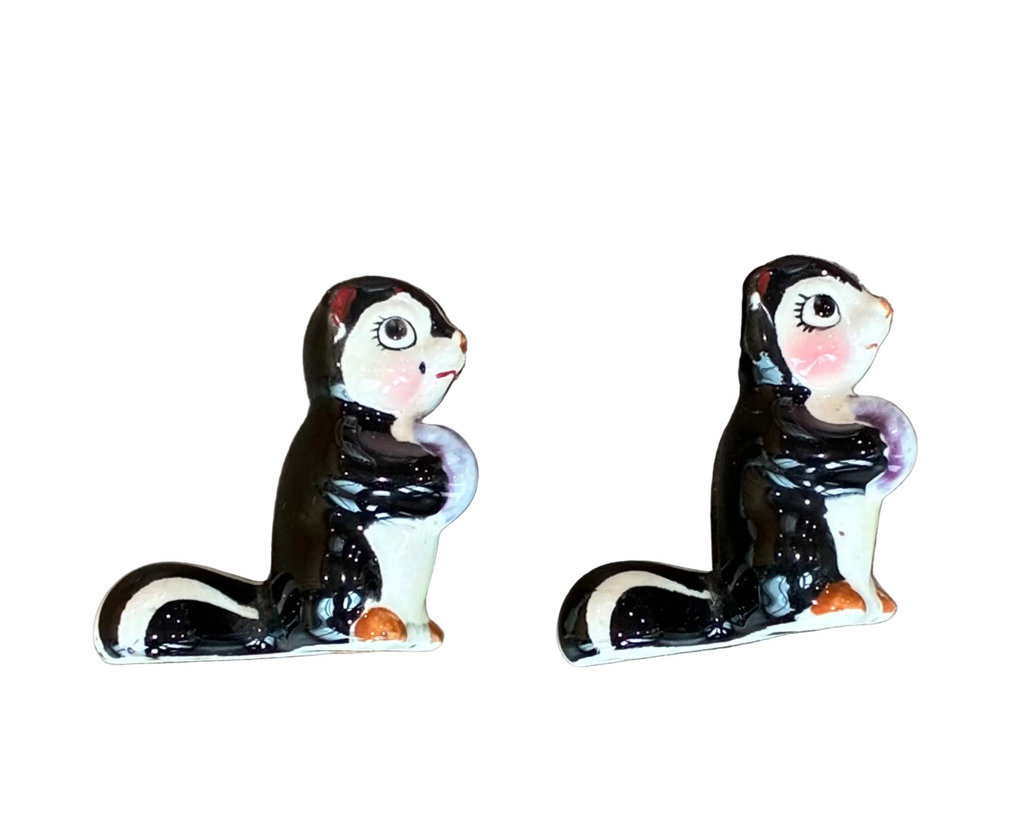 Ceramic Skunk Salt + Pepper Shakers