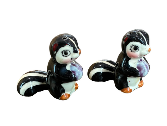 Ceramic Skunk Salt + Pepper Shakers