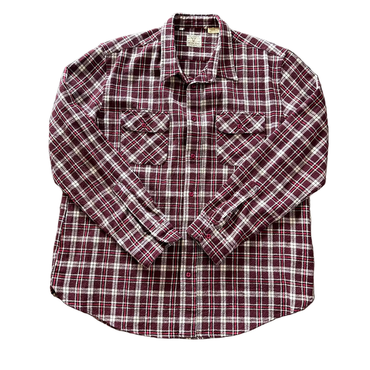 Maroon Plaid Levi Button Up