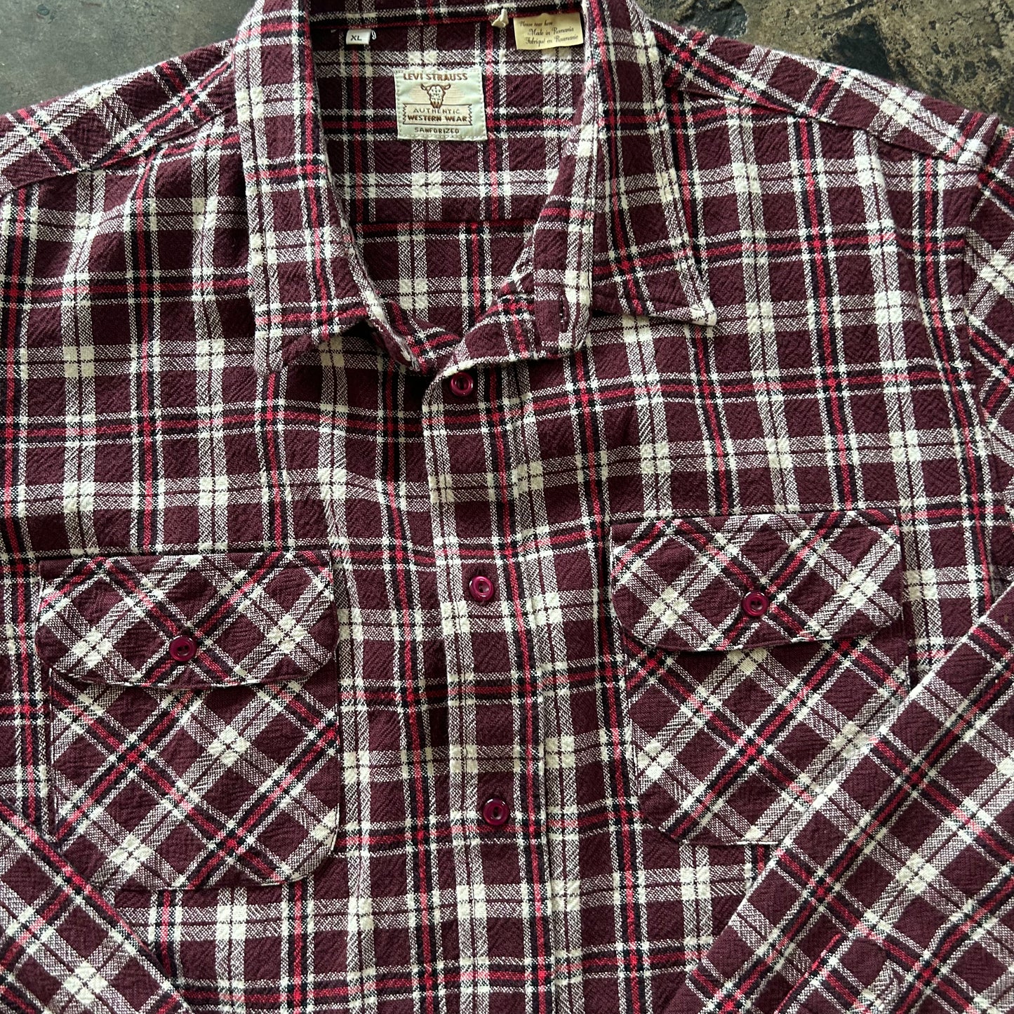 Maroon Plaid Levi Button Up