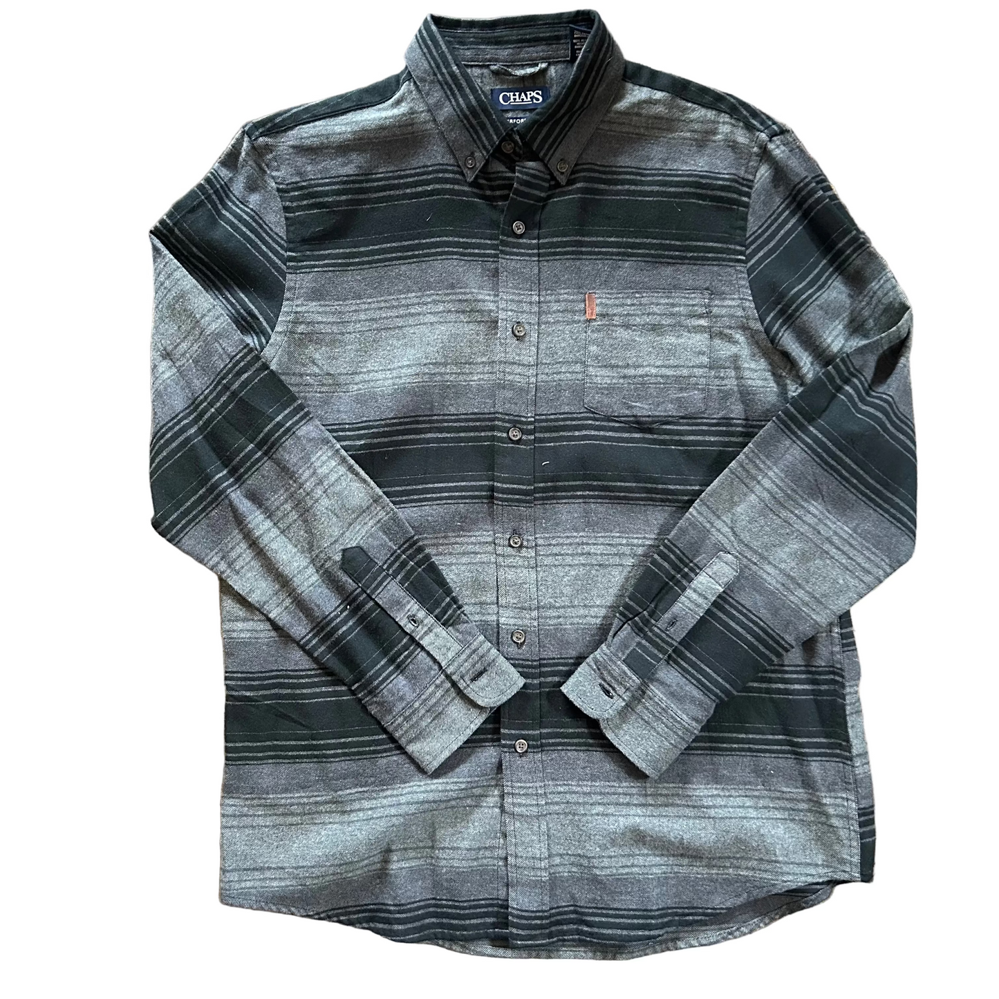 Navy Chaps Striped Button Up