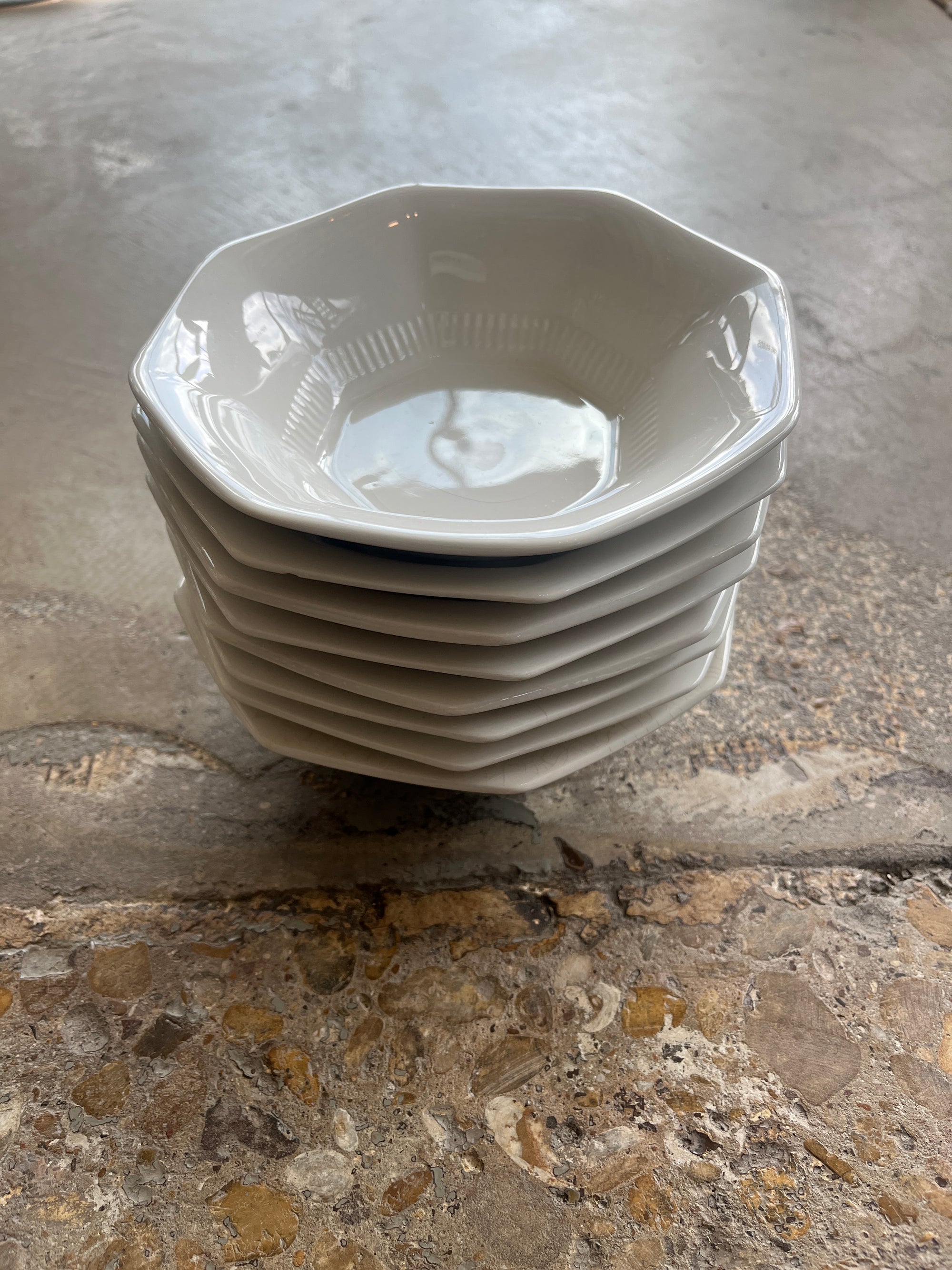 Set of White Japanese Octagon Bowls
