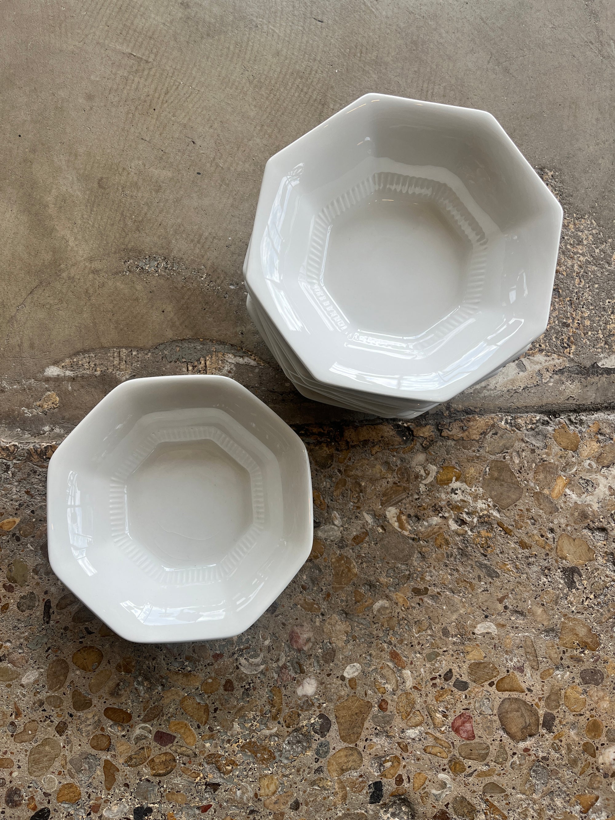 Set of White Japanese Octagon Bowls