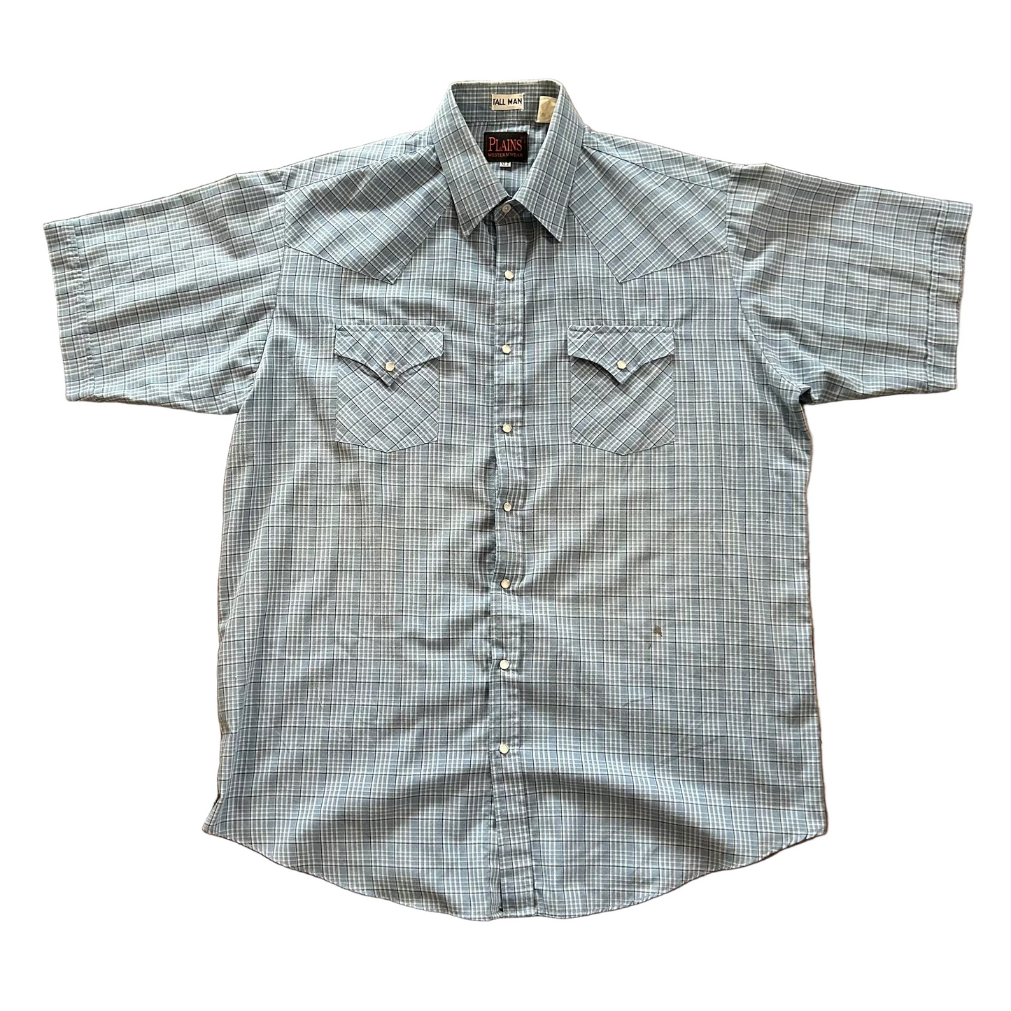 Blue Plaid Plains Short Sleeve Pearl Snap