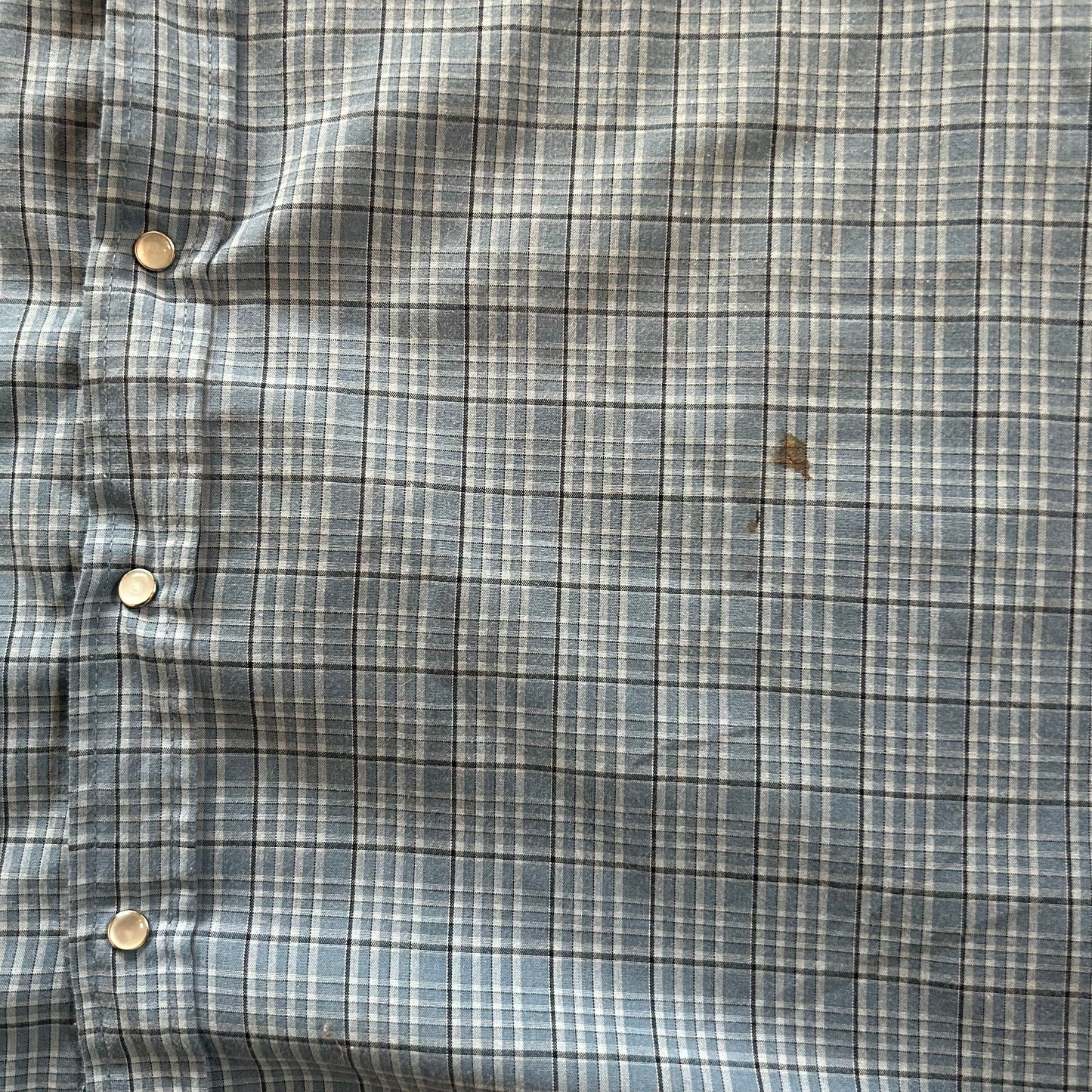 Blue Plaid Plains Short Sleeve Pearl Snap