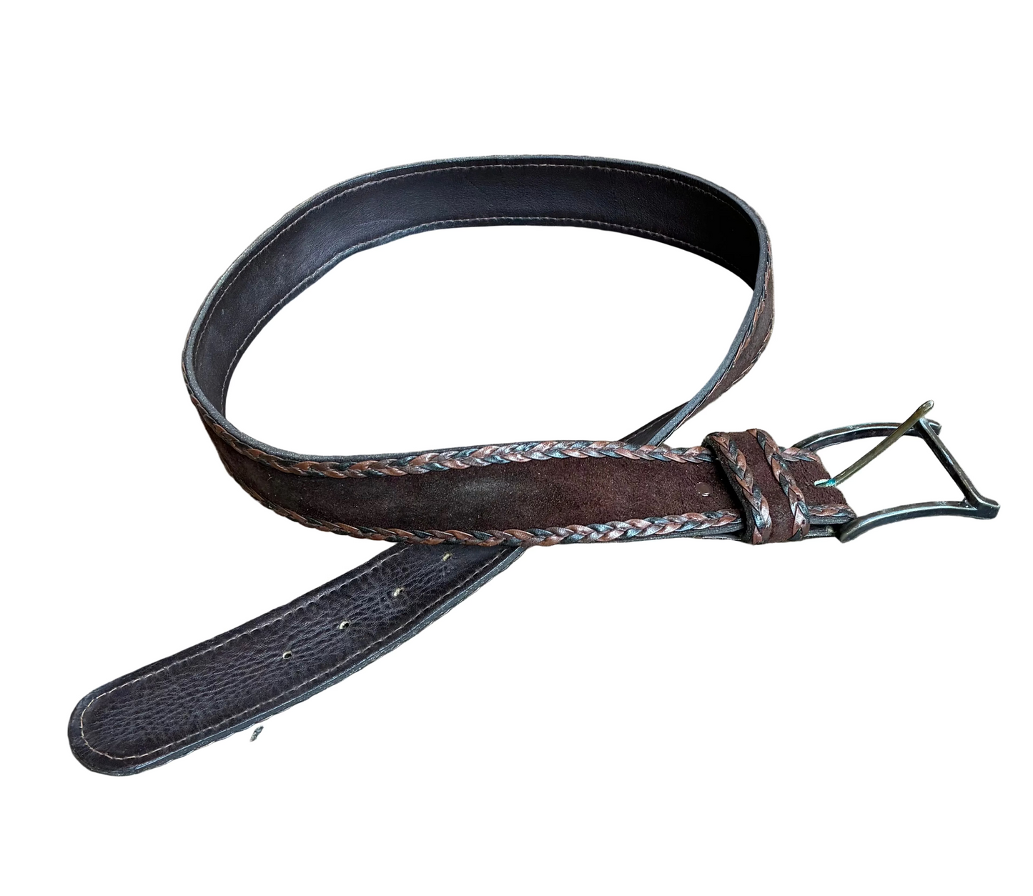 Brown Suede Braided Belt
