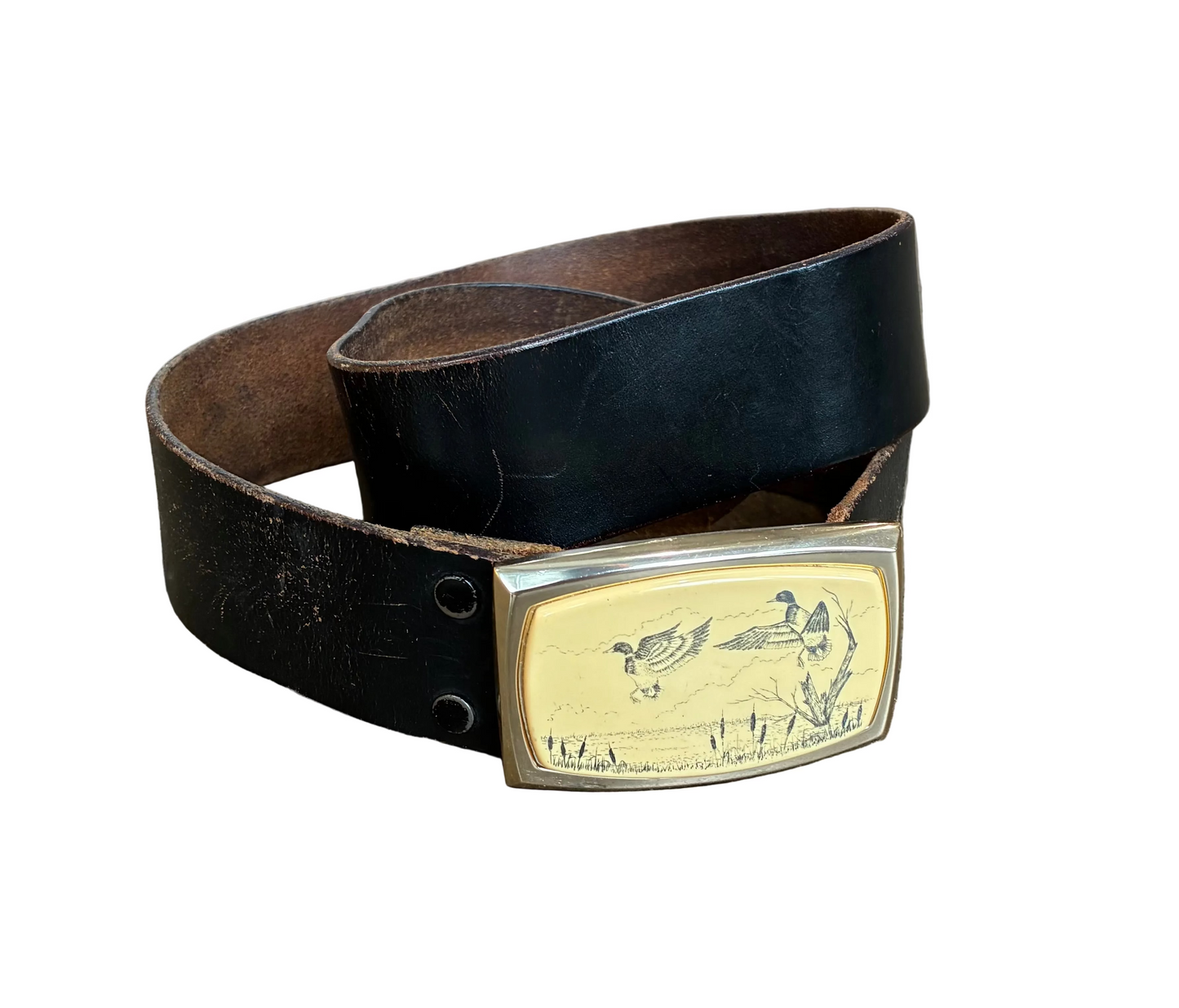 Black Leather Belt w/ Duck Buckle