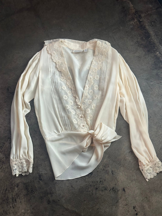 Ellen Tracy Lace Trim Blouse