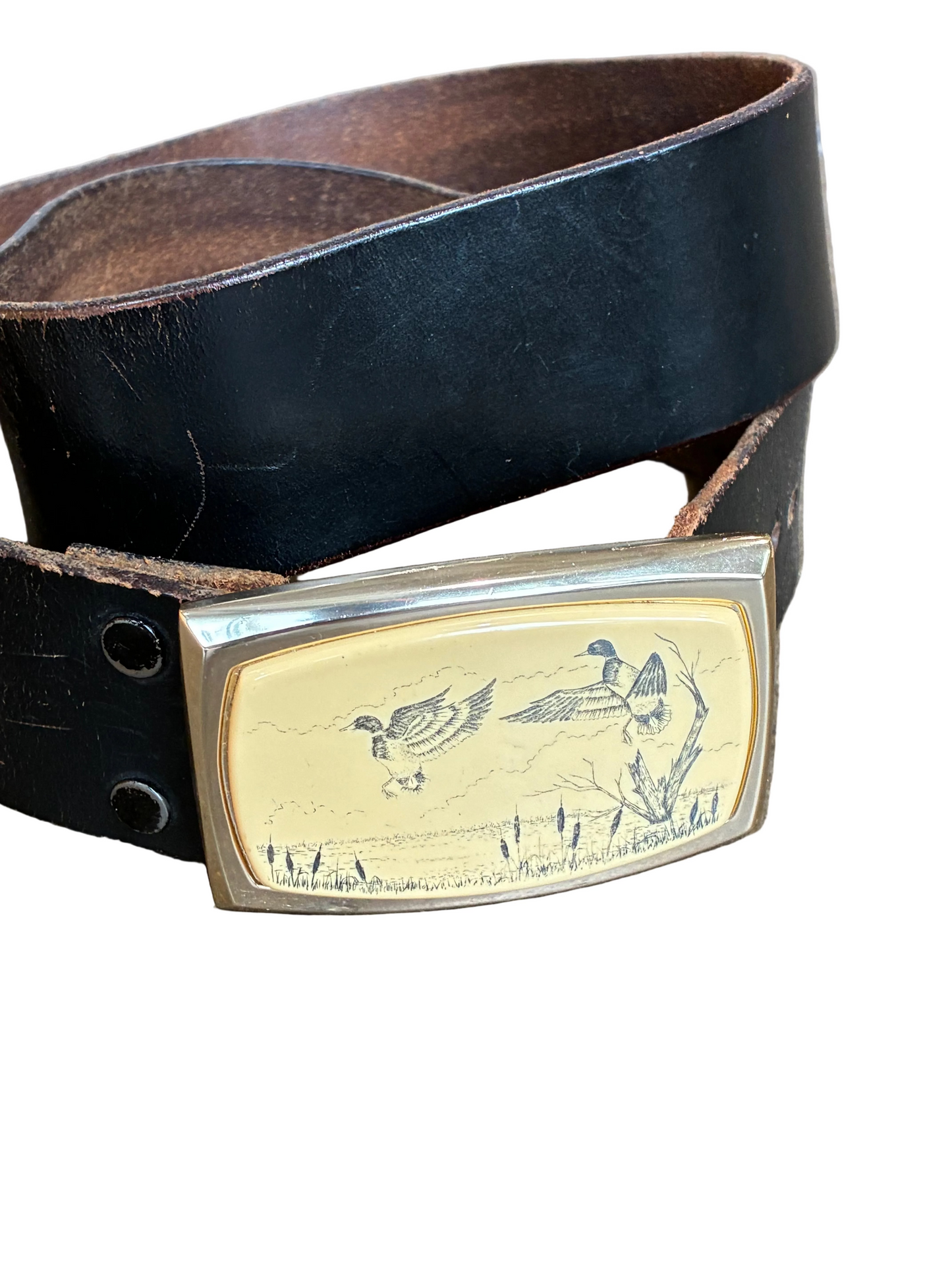 Black Leather Belt w/ Duck Buckle