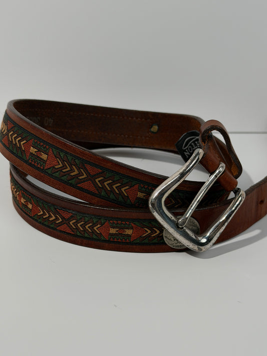 Brown Embroidered Buffalo Nickel Belt
