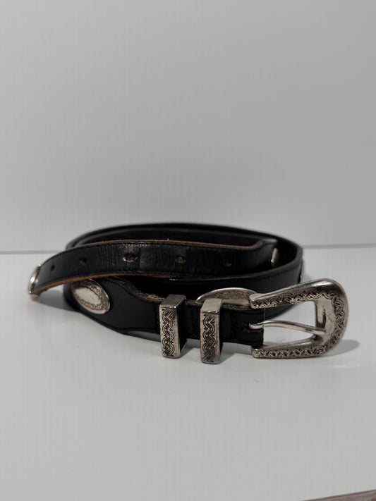 Black + Silver Oval Concho Belt