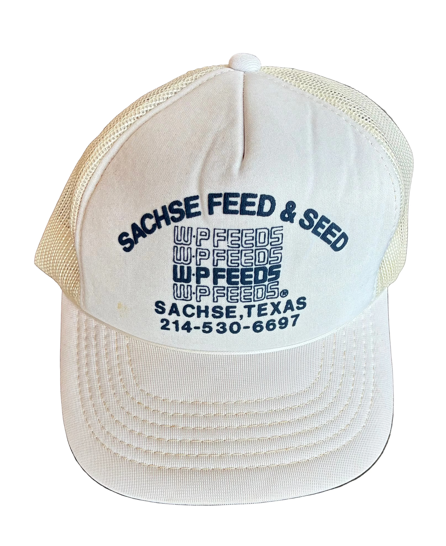 White Sachse Feed + Seed Trucker Hat