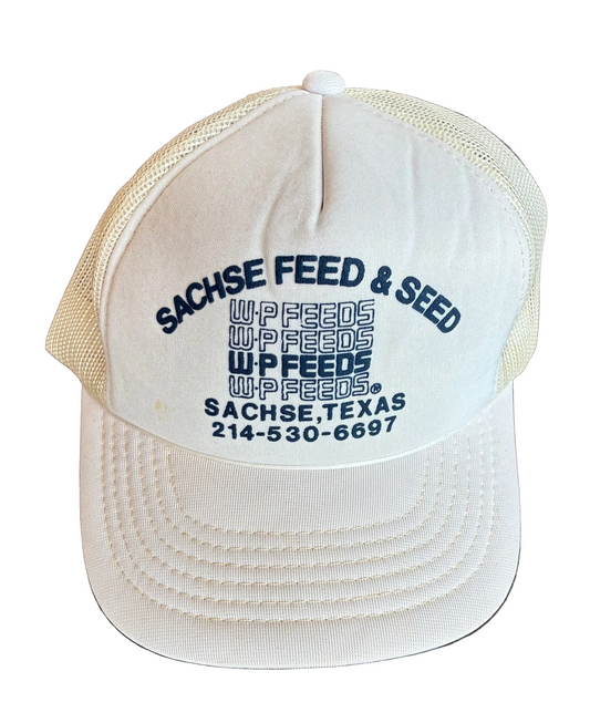 White Sachse Feed + Seed Trucker Hat