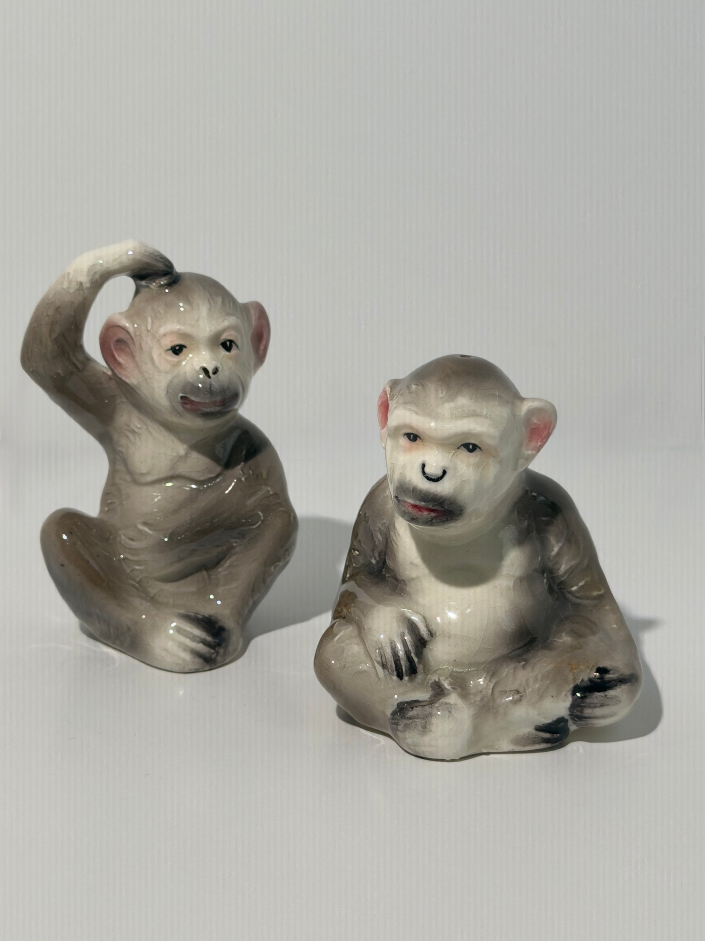 Ceramic Monkey Salt + Pepper Shakers