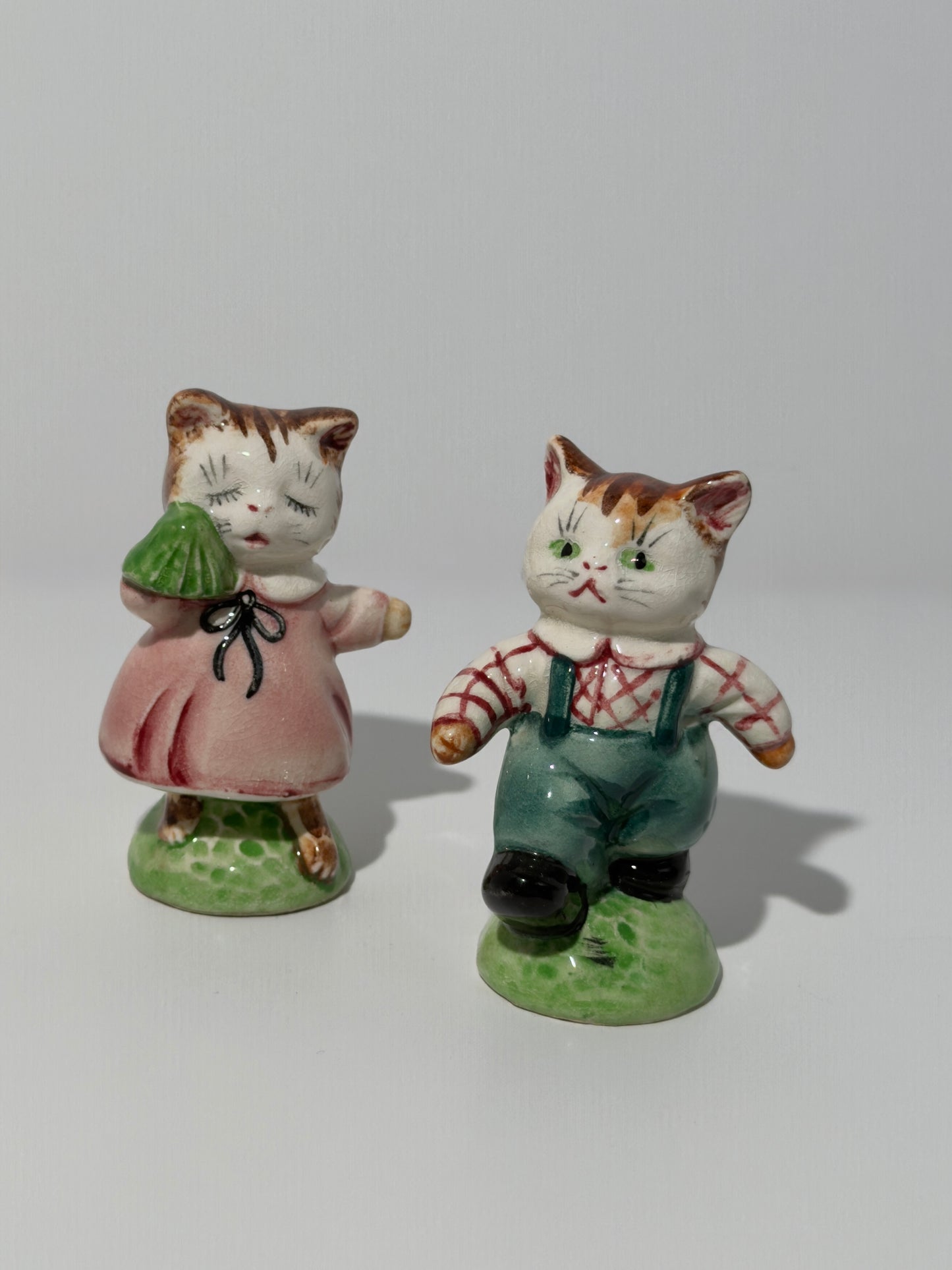 Ceramic Clothed Cat Salt + Pepper Shakers