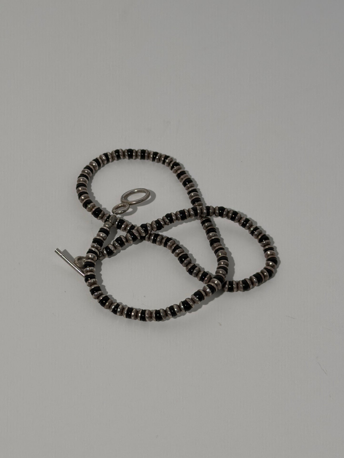 Onyx + Silver Beaded Necklace