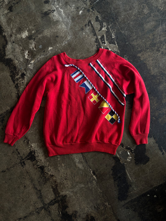 Red Sailing Flag Crewneck Sweater