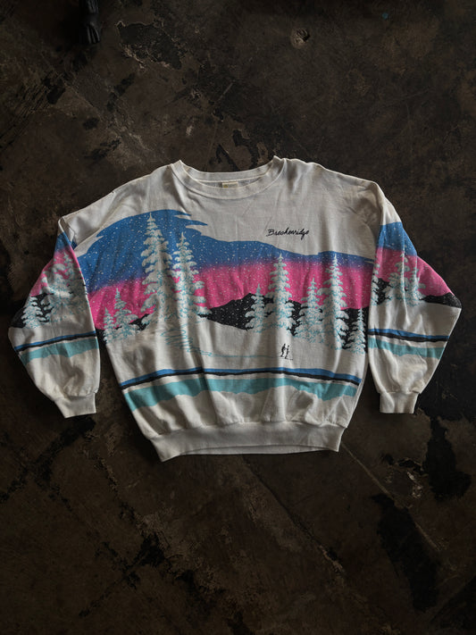 White 80s Breckenridge Crewneck Sweater