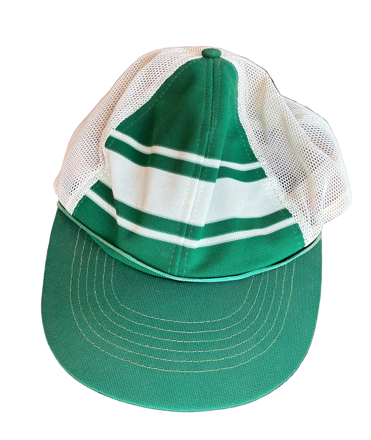 Green + White Striped Trucker Hat