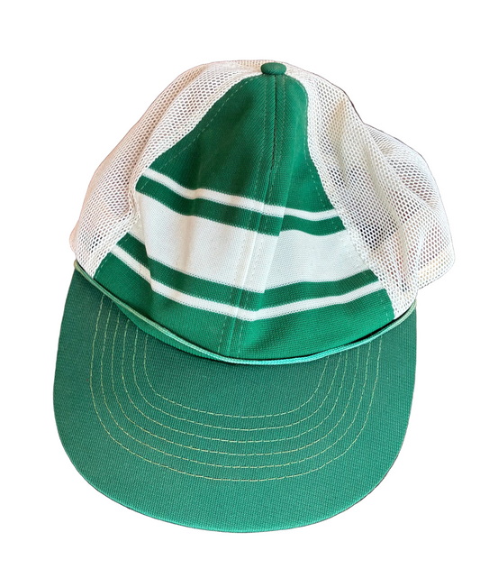 Green + White Striped Trucker Hat