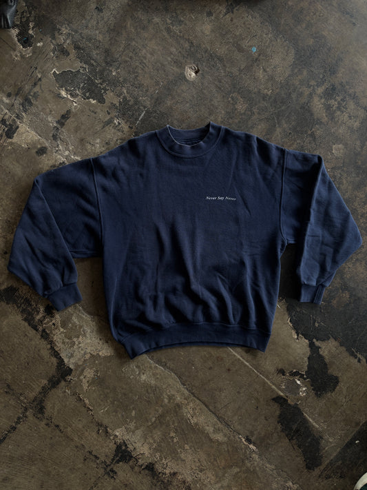 Navy Never Say Never Boat Crewneck Sweater