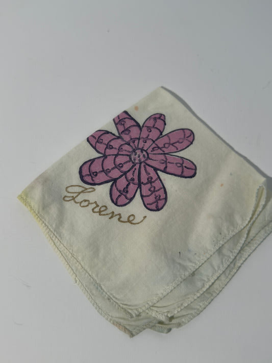 Handpainted "Lorene" Handkerchief