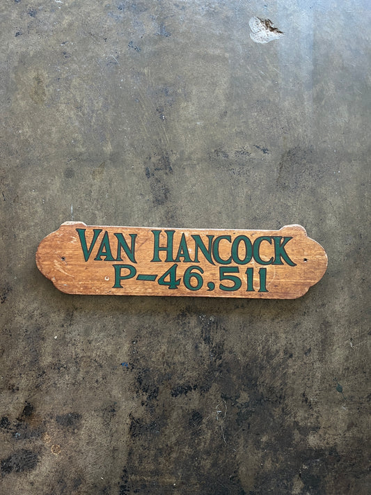 Van Hancock Wooden Plaque
