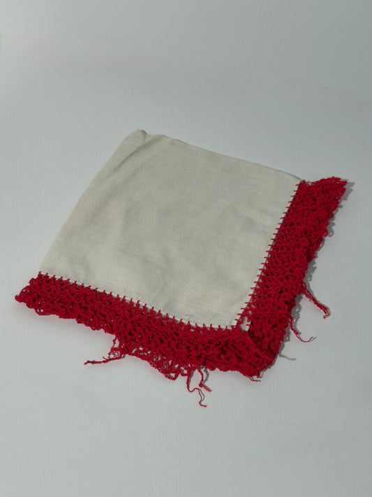 Red Embroidered Edge Handkerchief