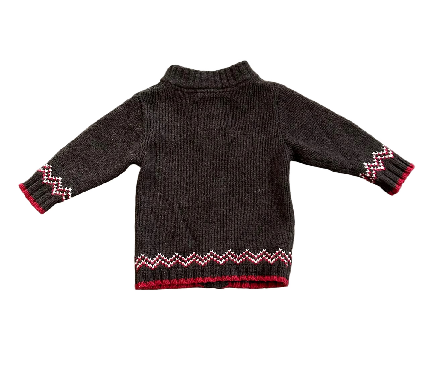 Youth Oshkosh Brown Full Zip Fair Isle Sweater