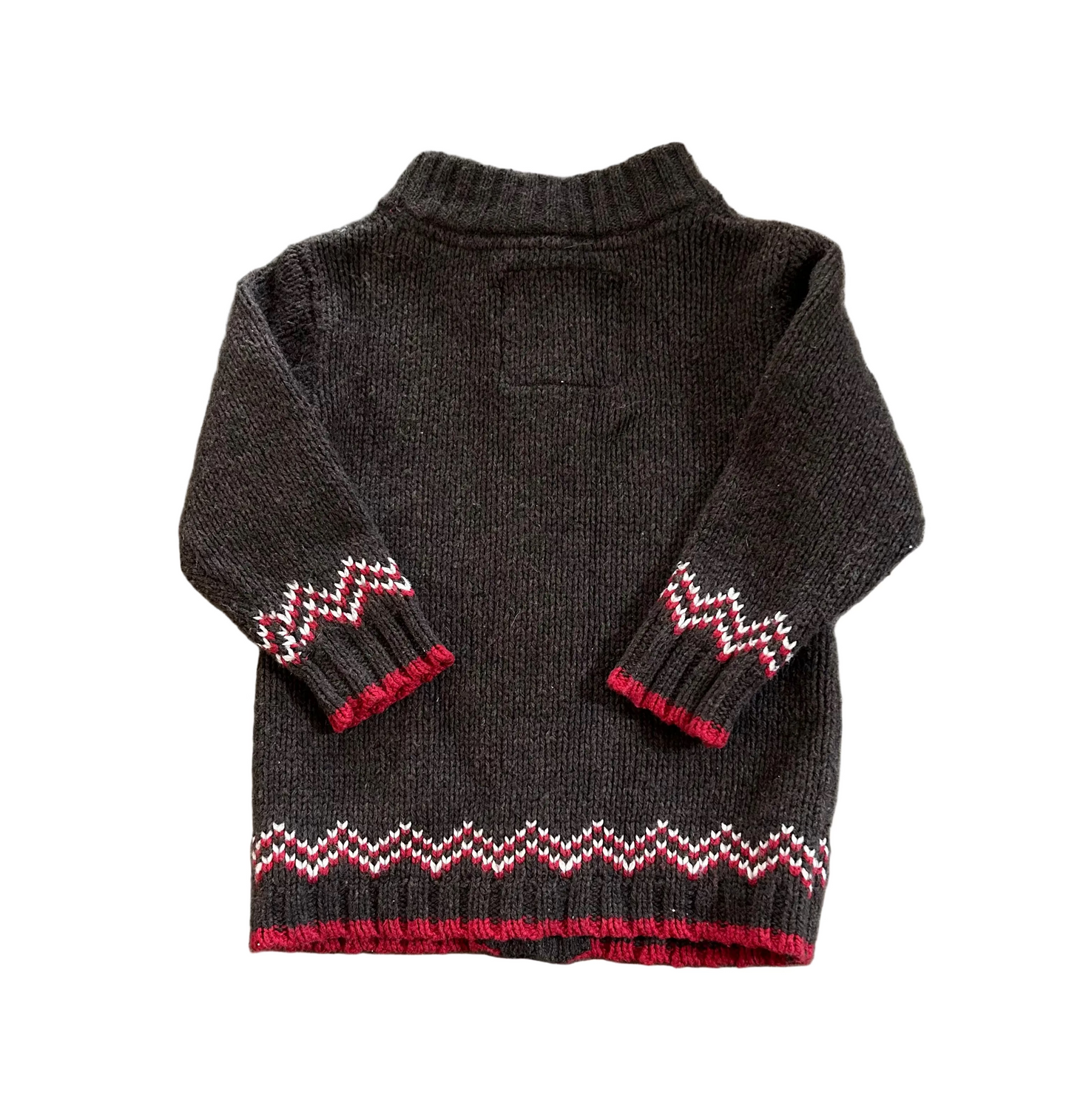 Youth Oshkosh Brown Full Zip Fair Isle Sweater