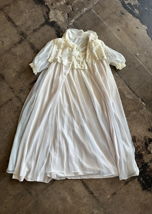 White Lace Trim Nightie Set