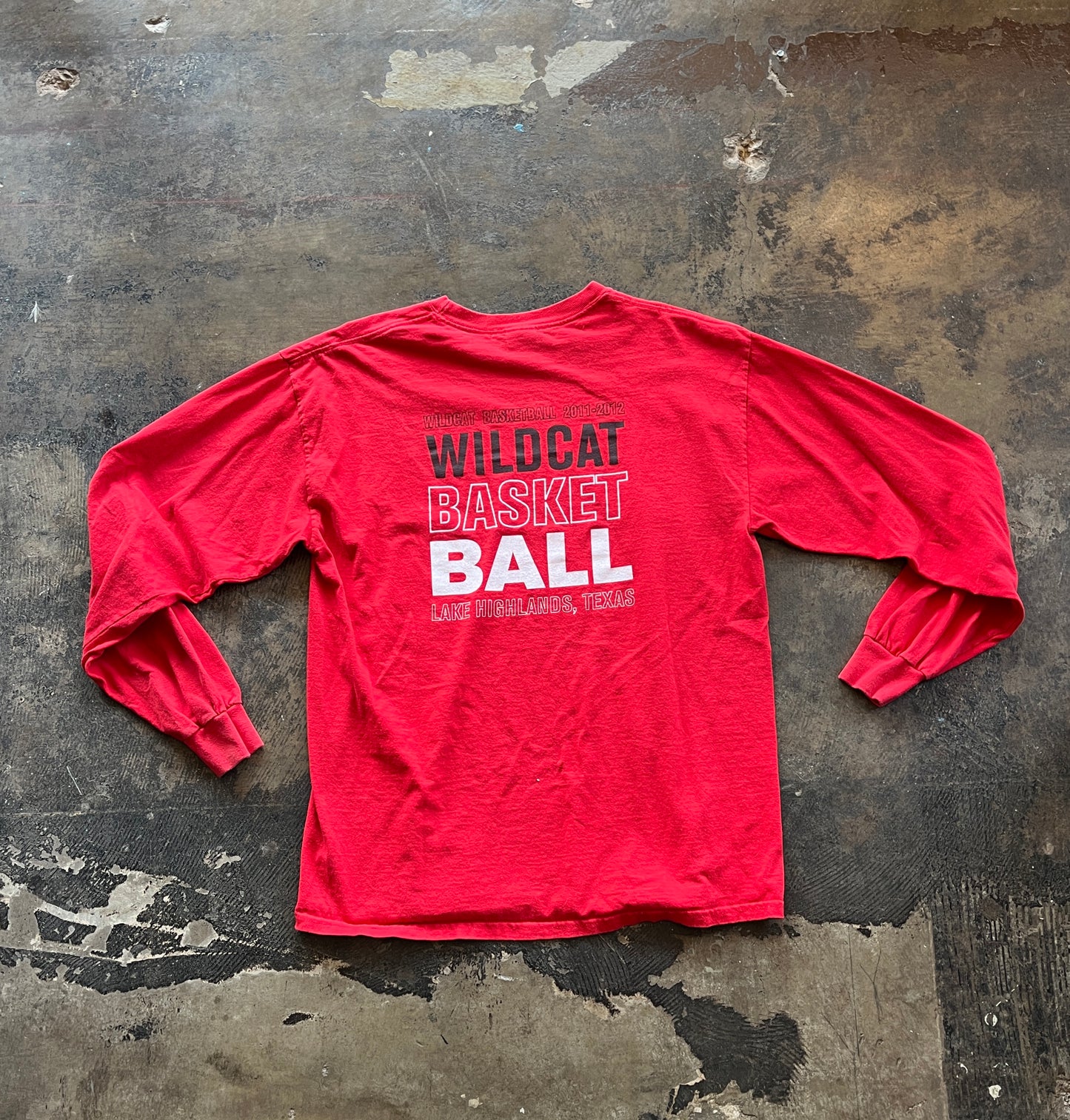 Lake Highlands Wildcat Basketball Red Long Sleeve Tee