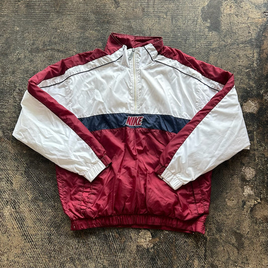 Nike Half-Zip Burgundy + White Windbreaker