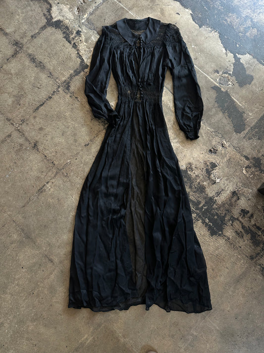 Black Lace Trim Nightie Cover