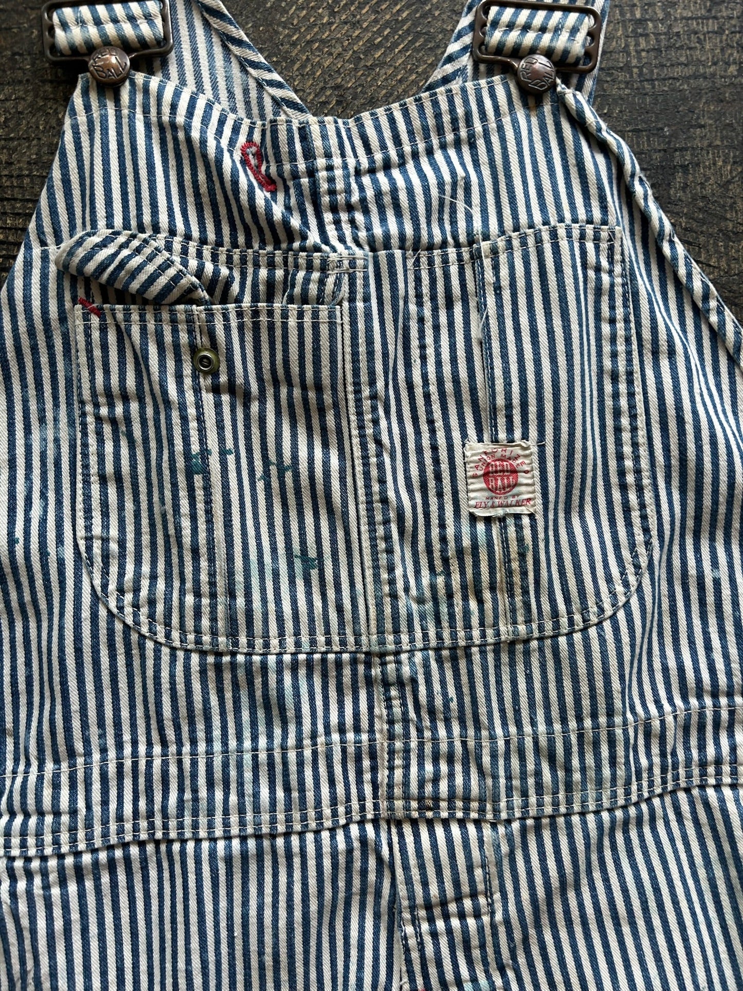 Red Ball Painter Striped Overalls
