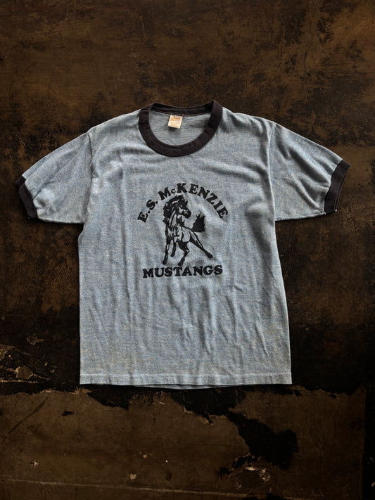 Blue McKenzie Mustangs Ringer Tee