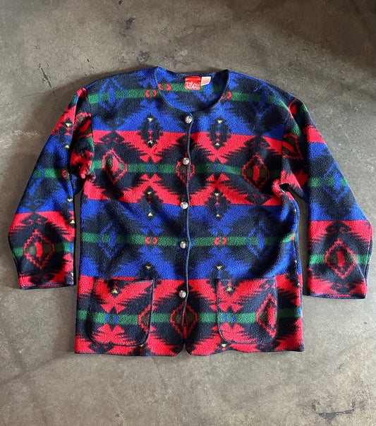 Southwest Fleece Blue Red Green Liz + Co Jacket