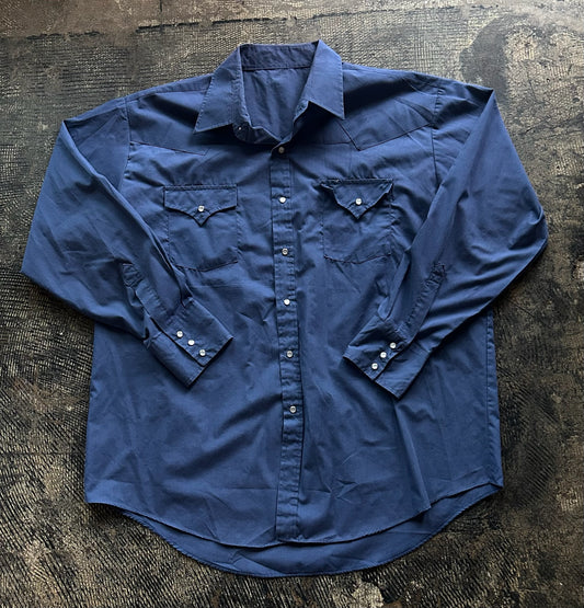 Navy Western Pearl Snap